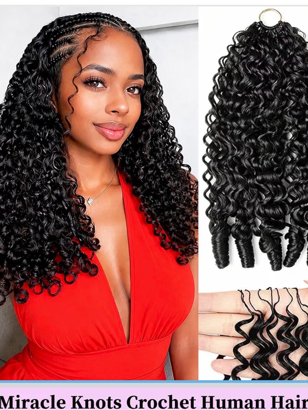 Miracle Deep Curly Crochet Hair Extensions - Black